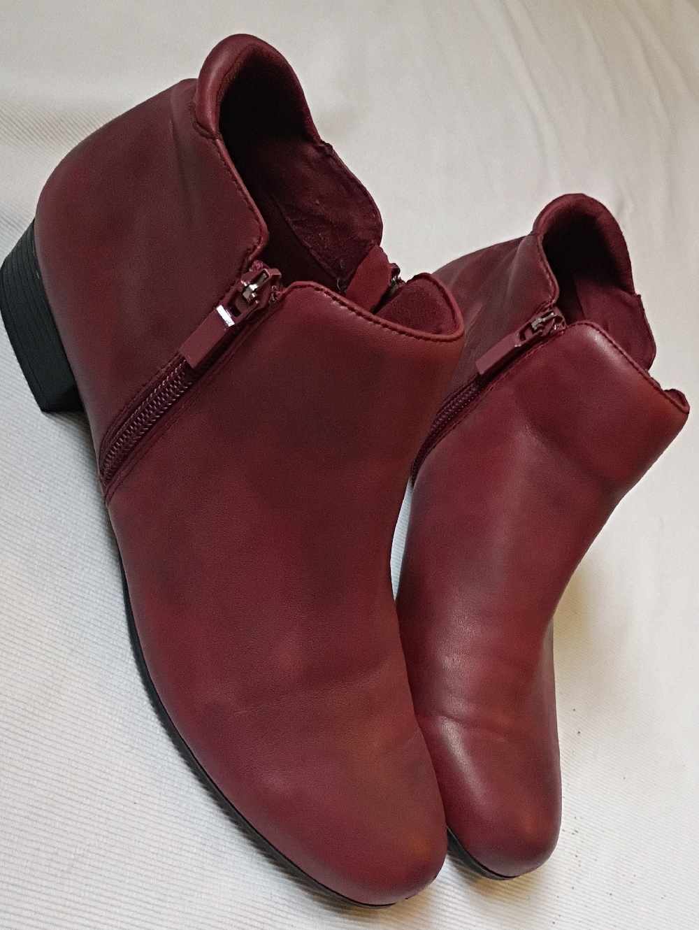 Trotters Wine Red Side-Zip Ankle Booties